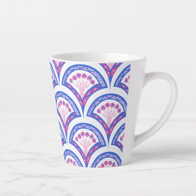 Tasse Latte motif damassé floral bleu (Droite)