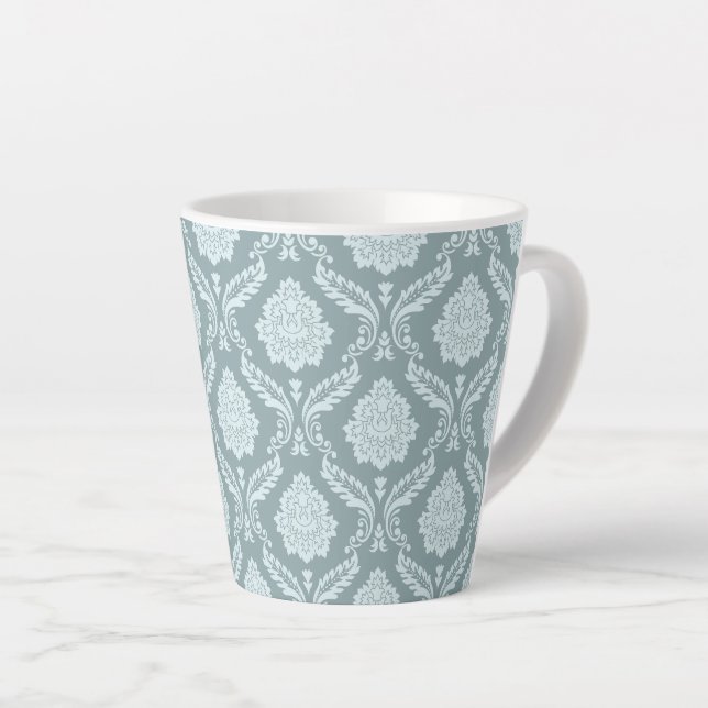 Tasse Latte Motif damassé rococo Canard bleu+ sarcelle (Angle droit)