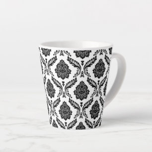 Tasse Latte Motif Damassé Rococo Noir sur Blanc