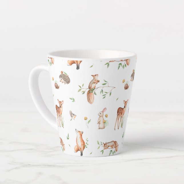 Tasse Latte Motif d'amis animaux de bois mignon (Angle gauche)