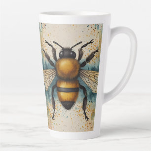 Tasse Latte Motif d'aquarelle d'abeille dynamique