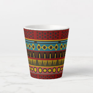 Tasse Latte Motif d'art africain indigène coloré design vintag