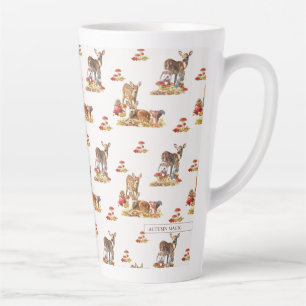 Tasse Latte Motif d'art d'automne d'animaux de forêt adorables