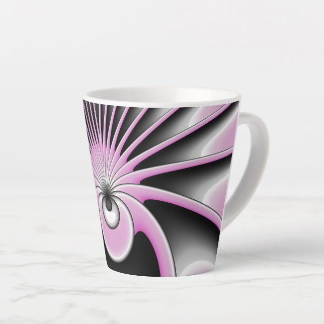 Tasse Latte Motif d'art fractal Abstrait moderne (Angle droit)