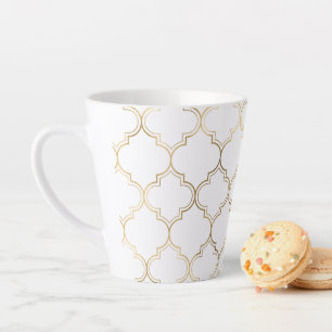 Tasse Latte Motif d'art géométrique islamique or élégant