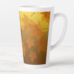 Tasse Latte Motif d'automne avec feuilles d'érable en chute et