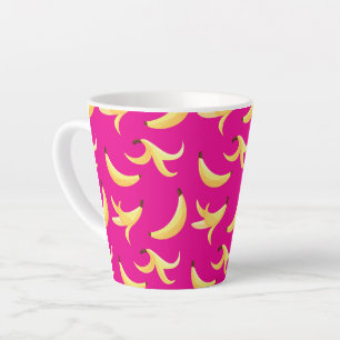 Tasse Latte Motif de banane jaune rétro drôle éditable pour fê