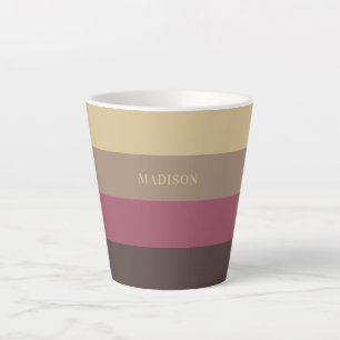 Tasse Latte Motif de bandes de nom personnalisé