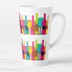 Tasse Latte Motif de bouteilles de vin colorées mignonnes