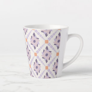 Tasse Latte Motif de carreau décoratif pastel violet
