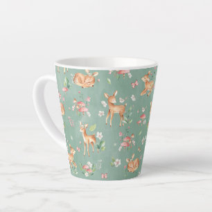 Tasse Latte Motif de cerfs à l'aquarelle