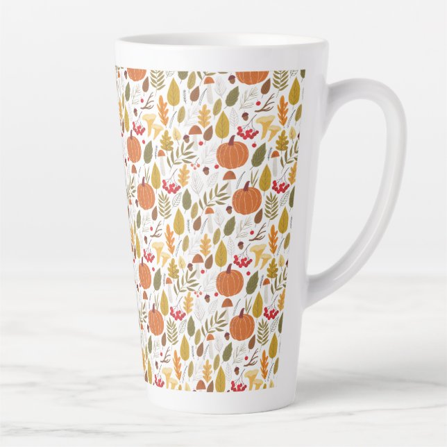 Tasse Latte Motif de citrouille d'automne (Droite)