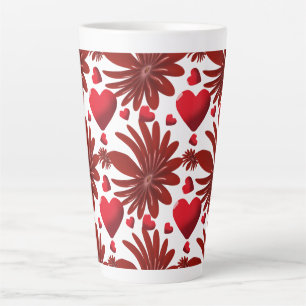 Tasse Latte Motif de cœur floral rouge esthétique fleur romant