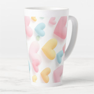 Tasse Latte Motif de cœur pastel