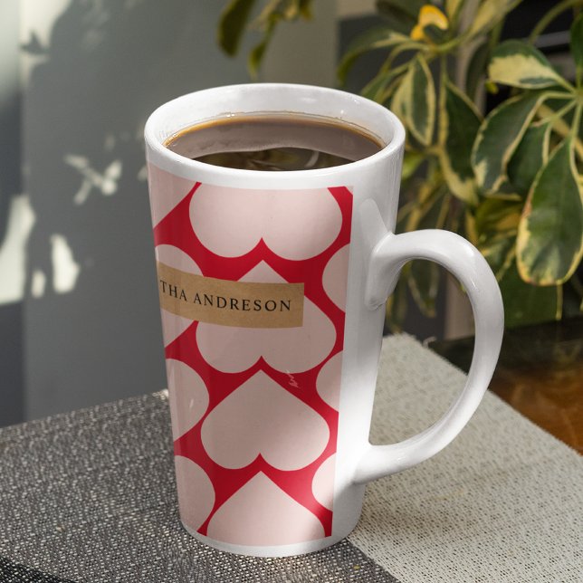 Tasse Latte Motif de coeur romantique et rouge moderne (Créateur téléchargé)