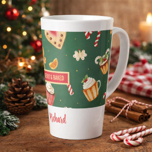 Tasse Latte Motif de cuisson personnalisé de Noël