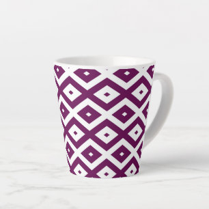 Tasse Latte Motif de diamant blanc et violet de prune