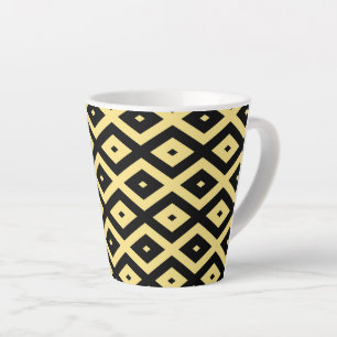 Tasse Latte Motif de diamant jaune citron et noir