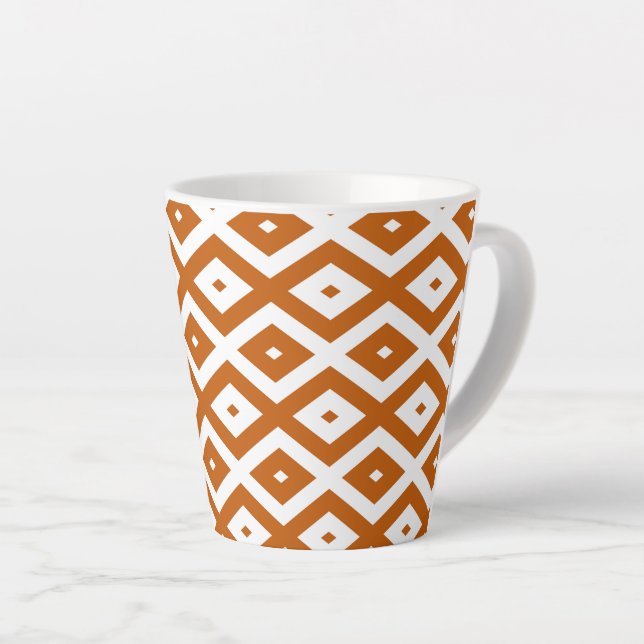 Tasse Latte Motif de diamant orange et blanc brûlé (Angle droit)