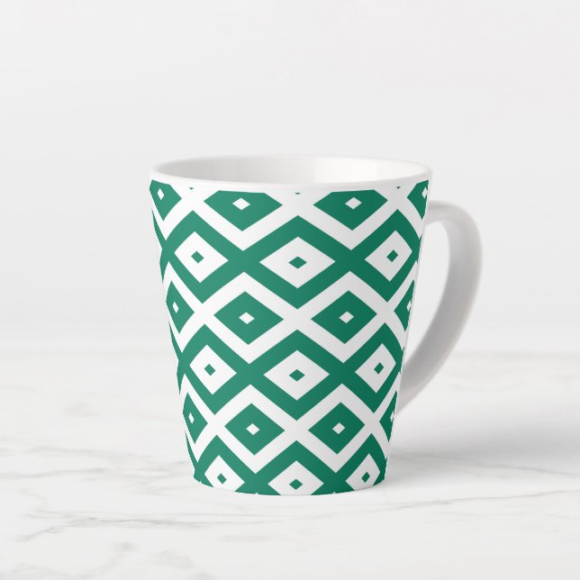 Tasse Latte Motif de diamant vert et blanc (Angle droit)