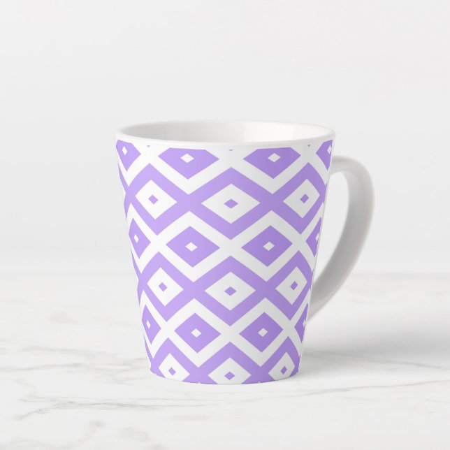 Tasse Latte Motif de diamants violet et blanc (Angle droit)