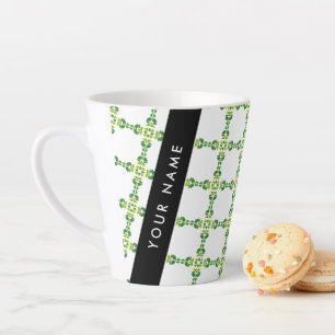 Tasse Latte Motif de feuille, Feuilles vertes, Votre nom