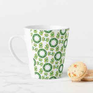Tasse Latte Motif de feuille, motif de feuilles, feuilles vert