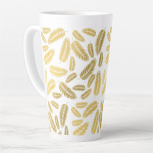 Tasse Latte Motif de feuilles de palmier en or faux