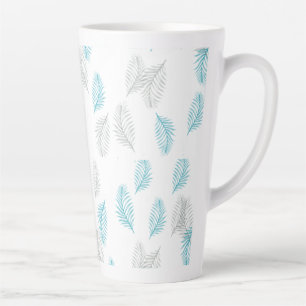 Tasse Latte Motif de feuilles gris et bleu