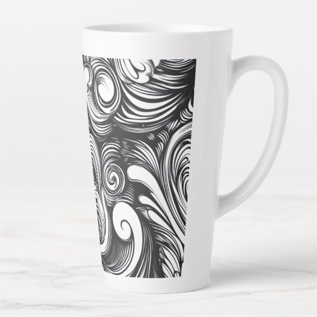 Tasse Latte Motif De Flèche Noir Et Blanc (Droite)