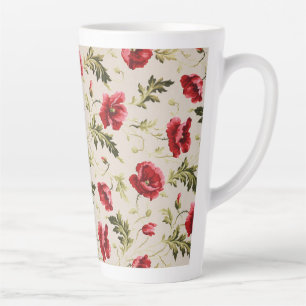Tasse Latte Motif de fleurs de coquelicots rouges vintage bril