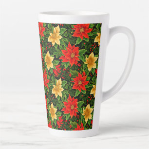 Tasse Latte Motif de fleurs de poinsettia de Noël-86755