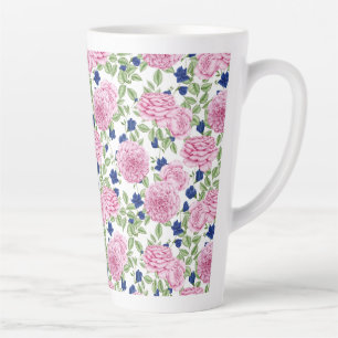 Tasse Latte Motif de fleurs de rose rose