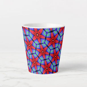 Tasse Latte Motif de Fleurs de tissus rouges