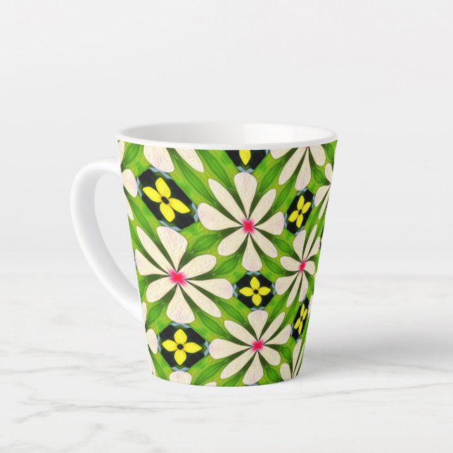 Tasse Latte Motif de fleurs esthétiques (Angle gauche)