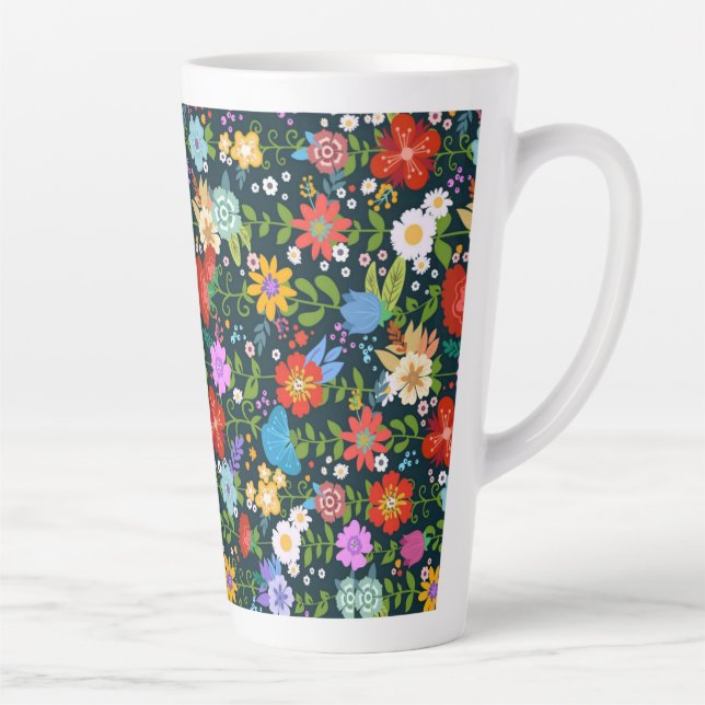 Tasse Latte Motif de fleurs sans soudure Ditsy-13554 (Droite)