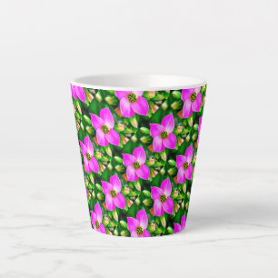 Tasse Latte Motif de fleurs tropicales roses