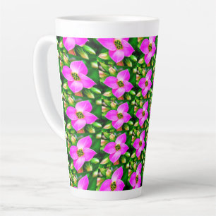 Tasse Latte Motif de fleurs tropicales roses
