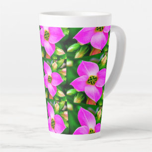 Tasse Latte Motif de fleurs tropicales roses