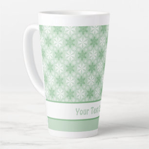 Tasse Latte Motif de flocon blanc vert et blanc d'hiver