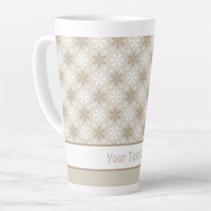 Tasse Latte Motif de Flocon de neige blanc Brown brillant Tan