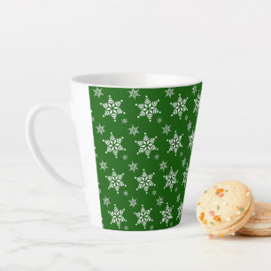Tasse Latte Motif de flocon de neige, Flakes blancs, Neige, Ve