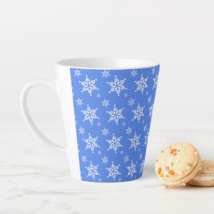 Tasse Latte Motif de flocons de neige, Flakes blancs, Neige, B