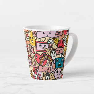 Tasse Latte Motif de jeton de personnage de dessin