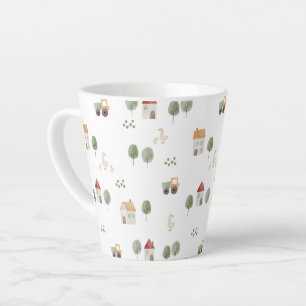 Tasse Latte Motif de la ferme d'aquarelle