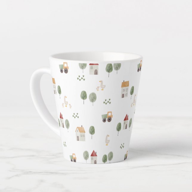 Tasse Latte Motif de la ferme d&#x27;aquarelle (Angle gauche)