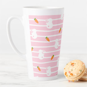 Tasse Latte Motif de lapin rose et de carotte
