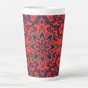 Tasse Latte Motif de médaillon persan orné rouge bleu de luxe