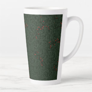 Tasse Latte Motif de Noël Aiguilles de Pin et Baies Rouges