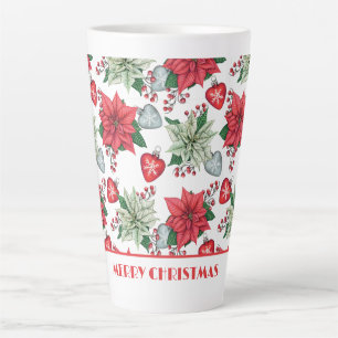 Tasse Latte Motif de Noël Poinsettia